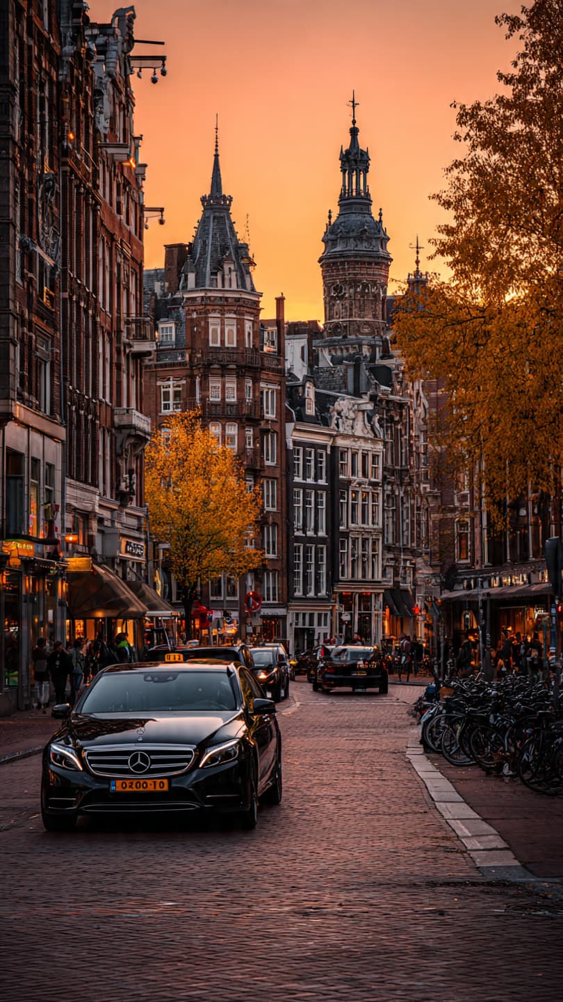 Taxi in Amsterdam Centrum – omgeving en stadsbeeld